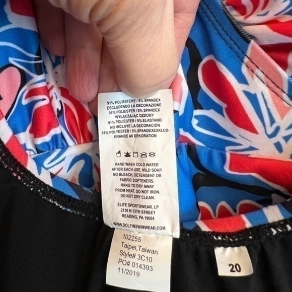 Plus size 22W Plus Dolfin Aquashape one piece swimsuit - EUC SIZE 20 gorgeous - Picture 6 of 7